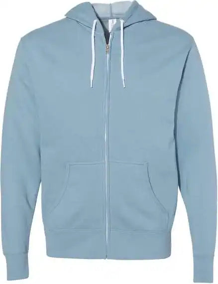 Independent Trading co Afx90unz Unisex Lightweight Full Zip Hooded Sweatshirt Misty Blue