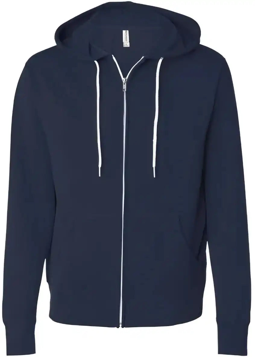 Independent Trading co Afx90unz Unisex Lightweight Full Zip Hooded Sweatshirt Classic Navy