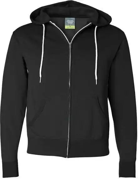 Independent Trading co Afx90unz Unisex Lightweight Full Zip Hooded Sweatshirt Black