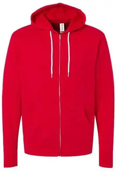 Independent Trading co Afx90unz Unisex Lightweight Full-zip Hooded Sweatshirt - Red