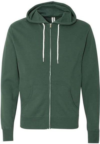 Independent Trading co Afx90unz Unisex Lightweight Full-zip Hooded Sweatshirt - Alpine Green