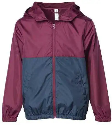 Independent Trading co Exp24ywz Youth Lightweight Windbreaker Full-zip Jacket - Maroon Classic Navy
