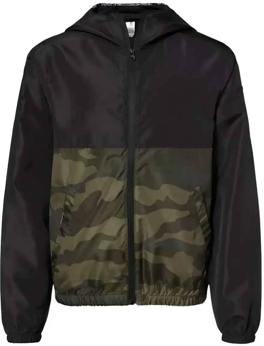 Independent Trading co Exp24ywz Youth Lightweight Windbreaker Full-zip Jacket - Black Forest Camo