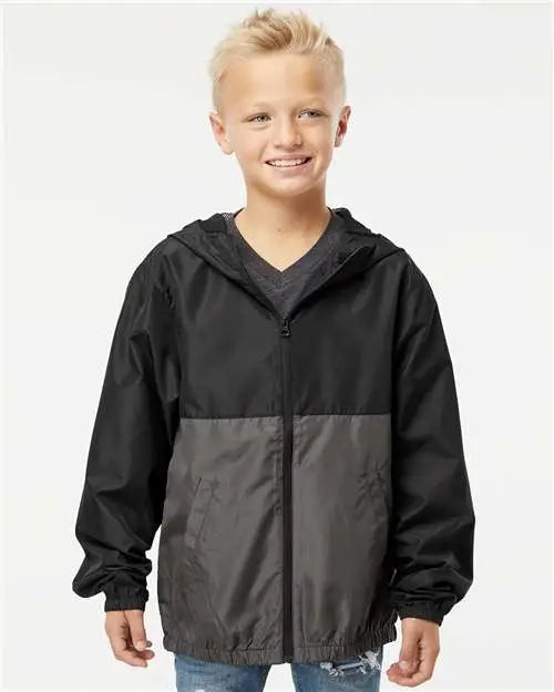 Independent Trading Co. Exp24ywz Youth Lightweight Windbreaker Full-zip Jacket - Black Graphite