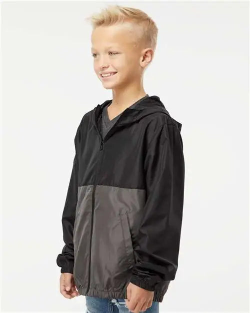 Independent Trading Co. Exp24ywz Youth Lightweight Windbreaker Full-zip Jacket - Black Graphite