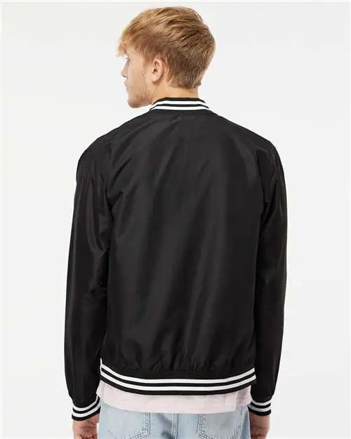 Independent Trading Co. Exp52bmr Lightweight Bomber Jacket - Black White Stripe