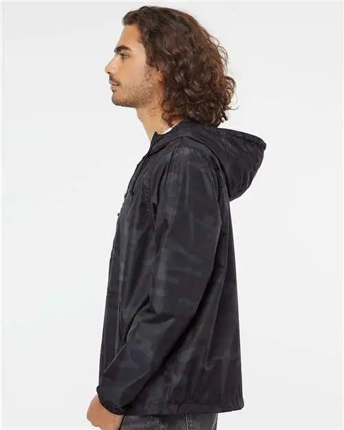 Independent Trading Co. Exp54lwp Lightweight Quarter-zip Windbreaker Pullover Jacket - Black Camo