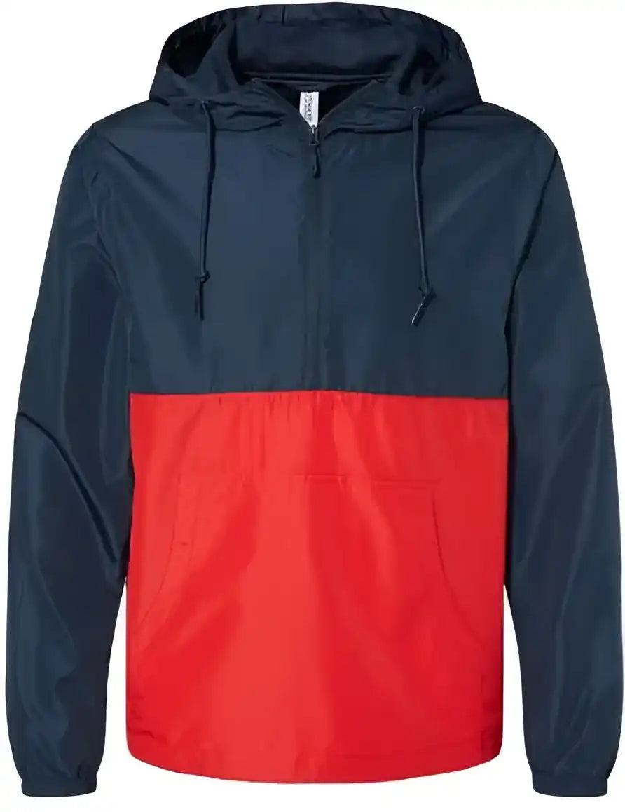 Independent Trading co Exp54lwp Unisex Lightweight Quarter-zip Windbreaker Pullover Jacket - Classic Navy Red