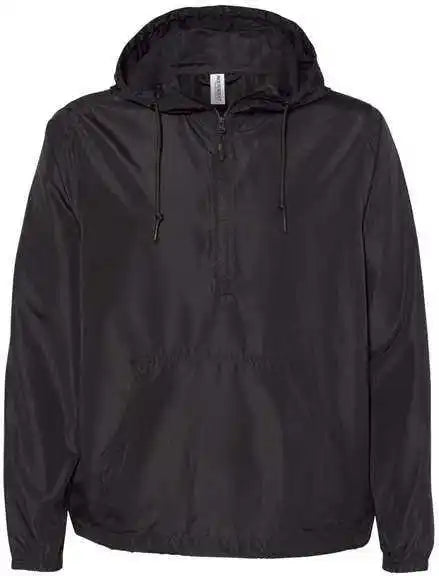 Independent Trading co Exp54lwp Unisex Lightweight Quarter-zip Windbreaker Pullover Jacket - Black