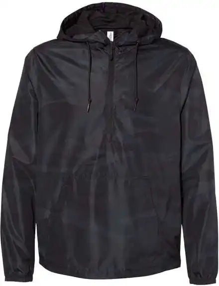 Independent Trading co Exp54lwp Unisex Lightweight Quarter-zip Windbreaker Pullover Jacket - Black Camo