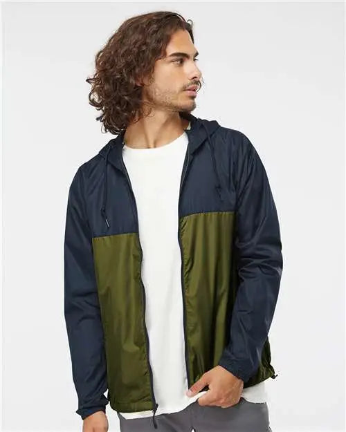 Independent Trading Co. Exp54lwz Lightweight Windbreaker Full-zip Jacket - Classic Navy Army