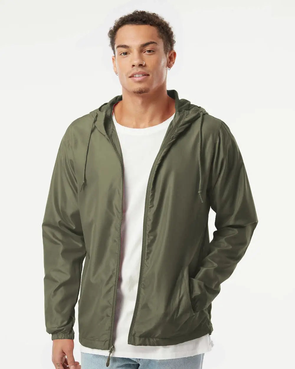 Independent Trading Co. Exp54lwz Lightweight Windbreaker Full-zip Jacket - Army