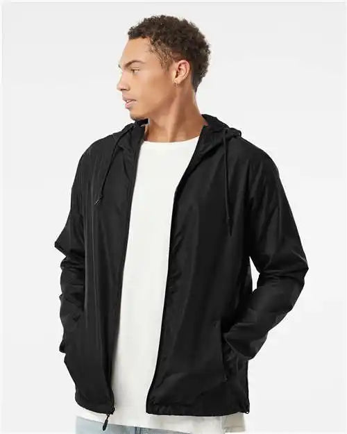 Independent Trading Co. Exp54lwz Lightweight Windbreaker Full-zip Jacket - Black