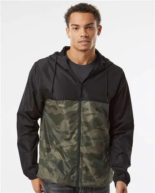 Independent Trading Co. Exp54lwz Lightweight Windbreaker Full-zip Jacket - Black Forest Camo