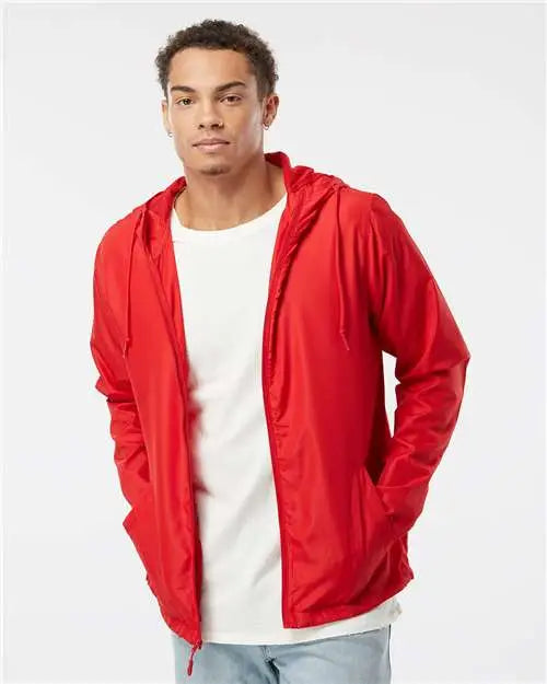 Independent Trading Co. Exp54lwz Lightweight Windbreaker Full-zip Jacket - Red