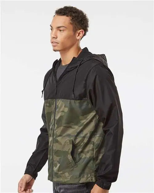 Independent Trading Co. Exp54lwz Lightweight Windbreaker Full-zip Jacket - Black Forest Camo