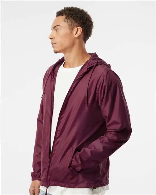 Independent Trading Co. Exp54lwz Lightweight Windbreaker Full-zip Jacket - Maroon