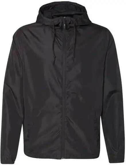Independent Trading co Exp54lwz Unisex Lightweight Windbreaker Full Zip Jacket Black