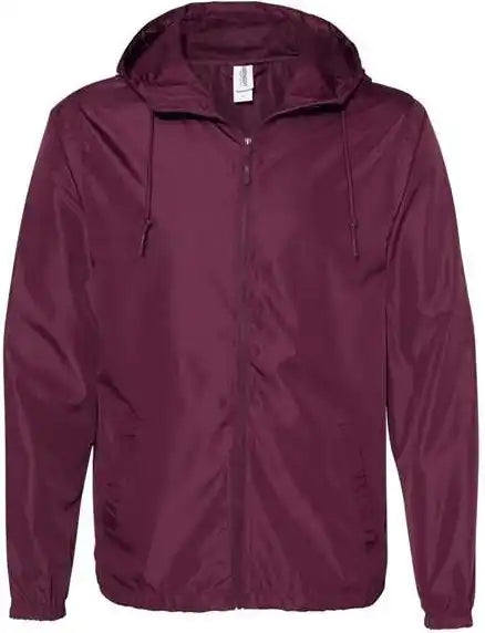 Independent Trading co Exp54lwz Unisex Lightweight Windbreaker Full Zip Jacket Maroon