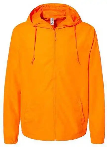 Independent Trading co Exp54lwz Unisex Lightweight Windbreaker Full Zip Jacket Safety Orange