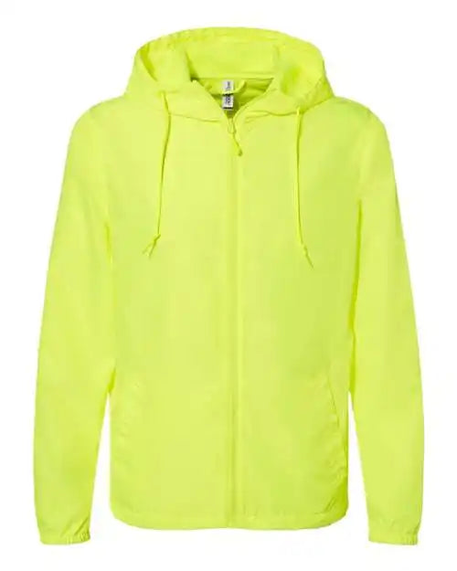 Independent Trading co Exp54lwz Unisex Lightweight Windbreaker Full-zip Jacket - Safety Yellow