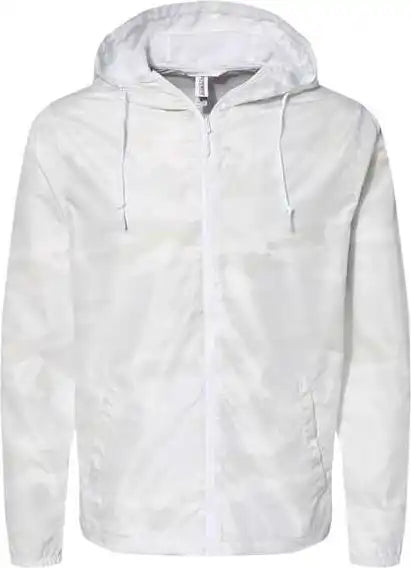Independent Trading co Exp54lwz Unisex Lightweight Windbreaker Full Zip Jacket White Camo