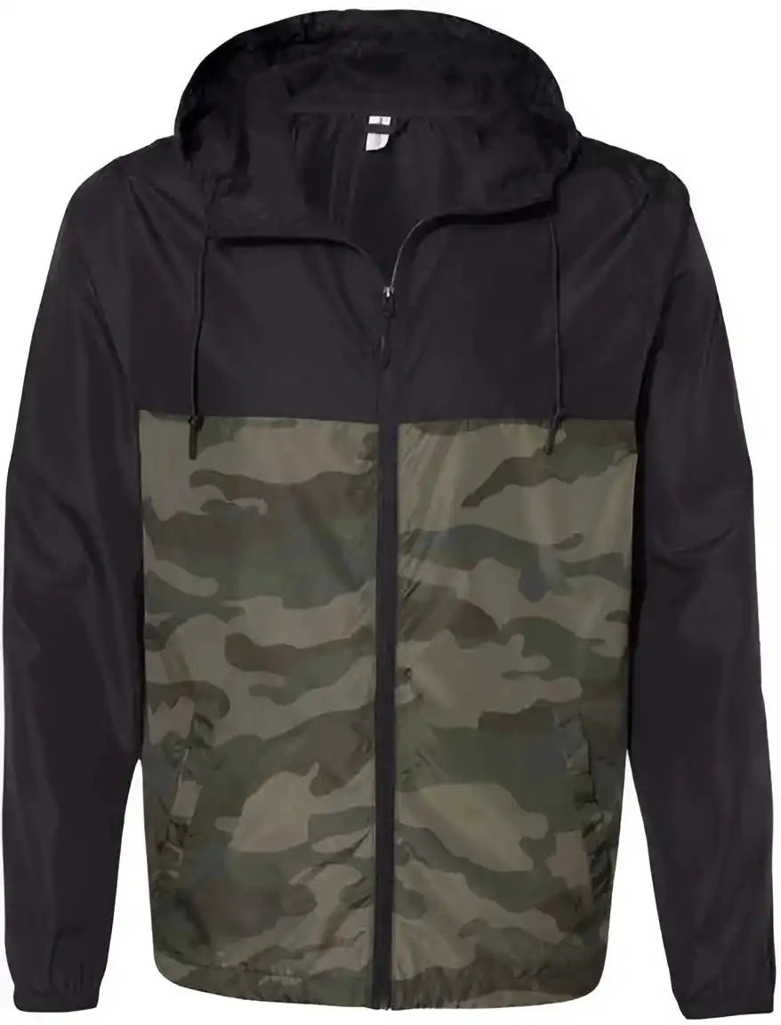 Independent Trading co Exp54lwz Unisex Lightweight Windbreaker Full-zip Jacket - Black Forest Camo