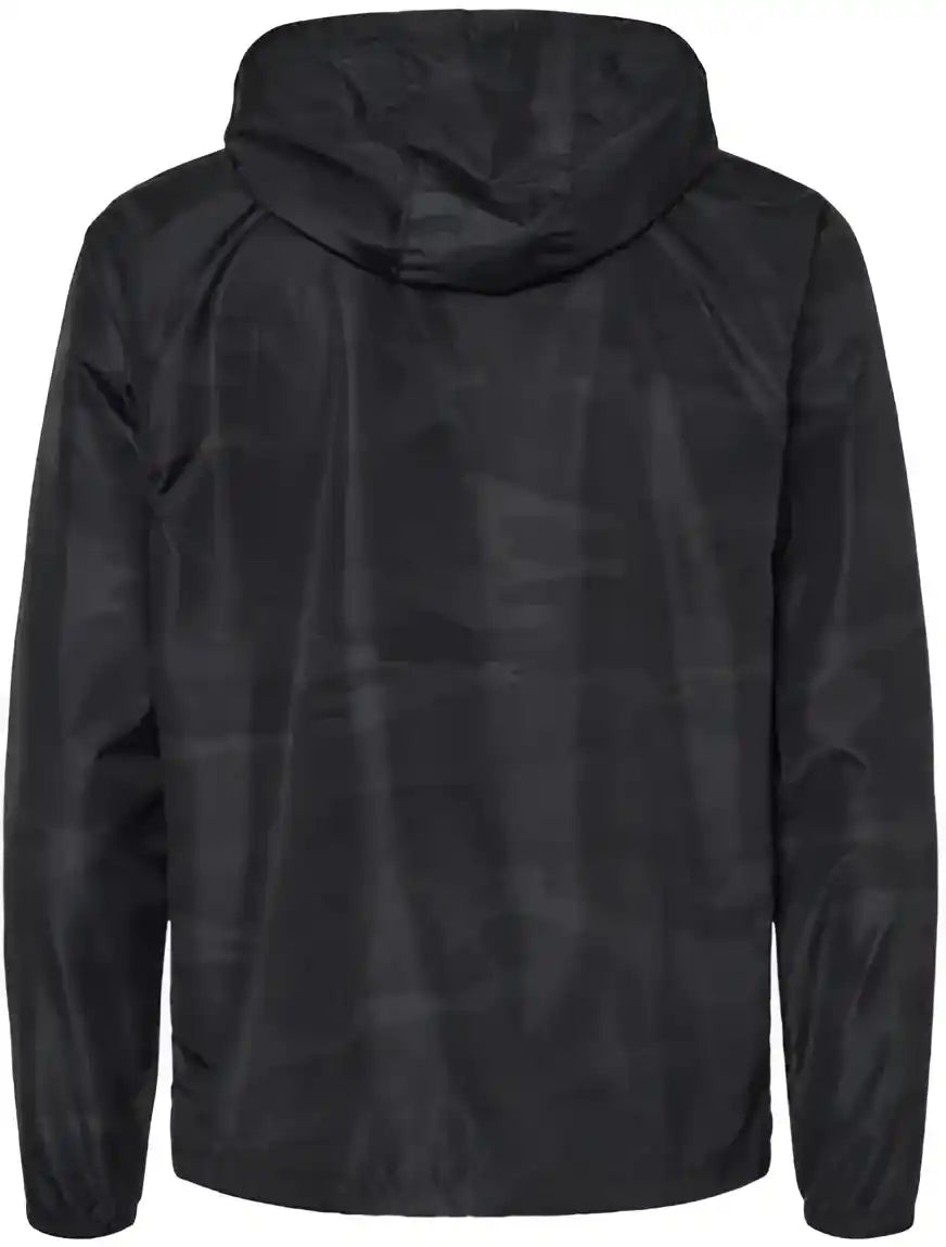 Independent Trading co Exp54lwz Unisex Lightweight Windbreaker Full Zip Jacket Black Camo