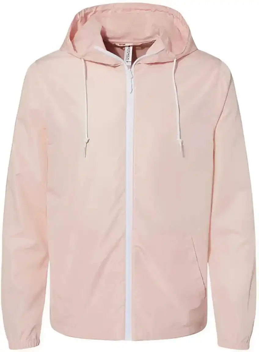 Independent Trading co Exp54lwz Unisex Lightweight Windbreaker Full-zip Jacket - Blush White Zipper