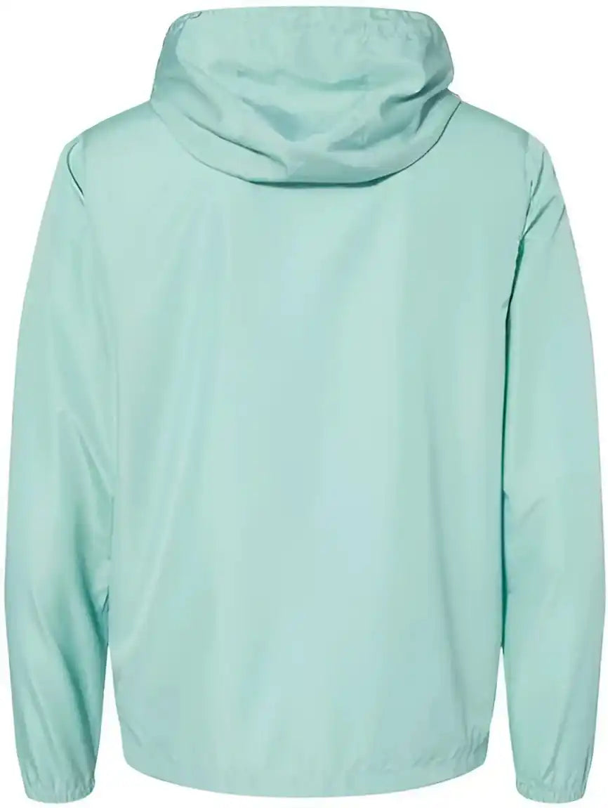 Independent Trading co Exp54lwz Unisex Lightweight Windbreaker Full-zip Jacket - Aqua White Zipper