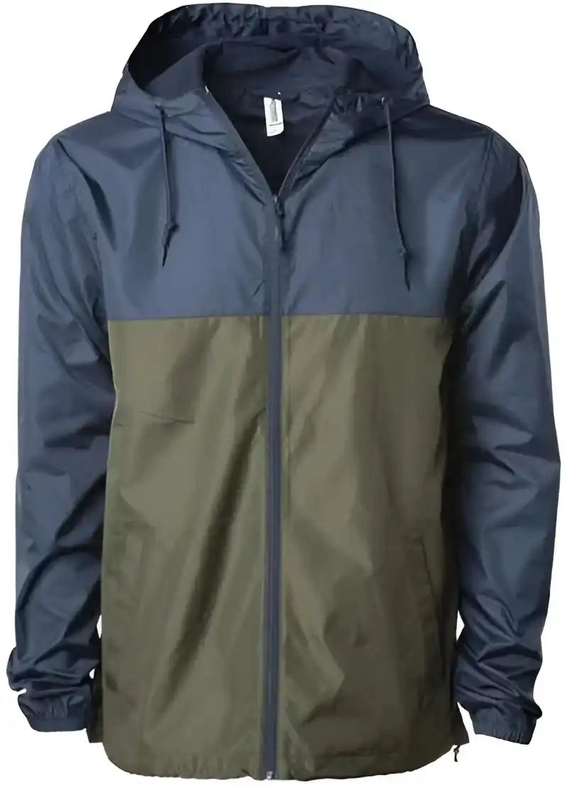 Independent Trading co Exp54lwz Unisex Lightweight Windbreaker Full Zip Jacket Classic Navy Army