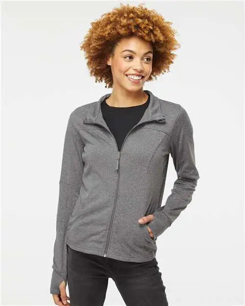 Independent Trading Co. Exp60paz Women’s Poly-tech Full-zip Track Jacket - Gunmetal Heather