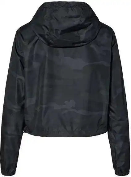 Independent Trading co Exp64crp Women’s Lightweight Quarter-zip Pullover Crop Windbreaker - Black Camo