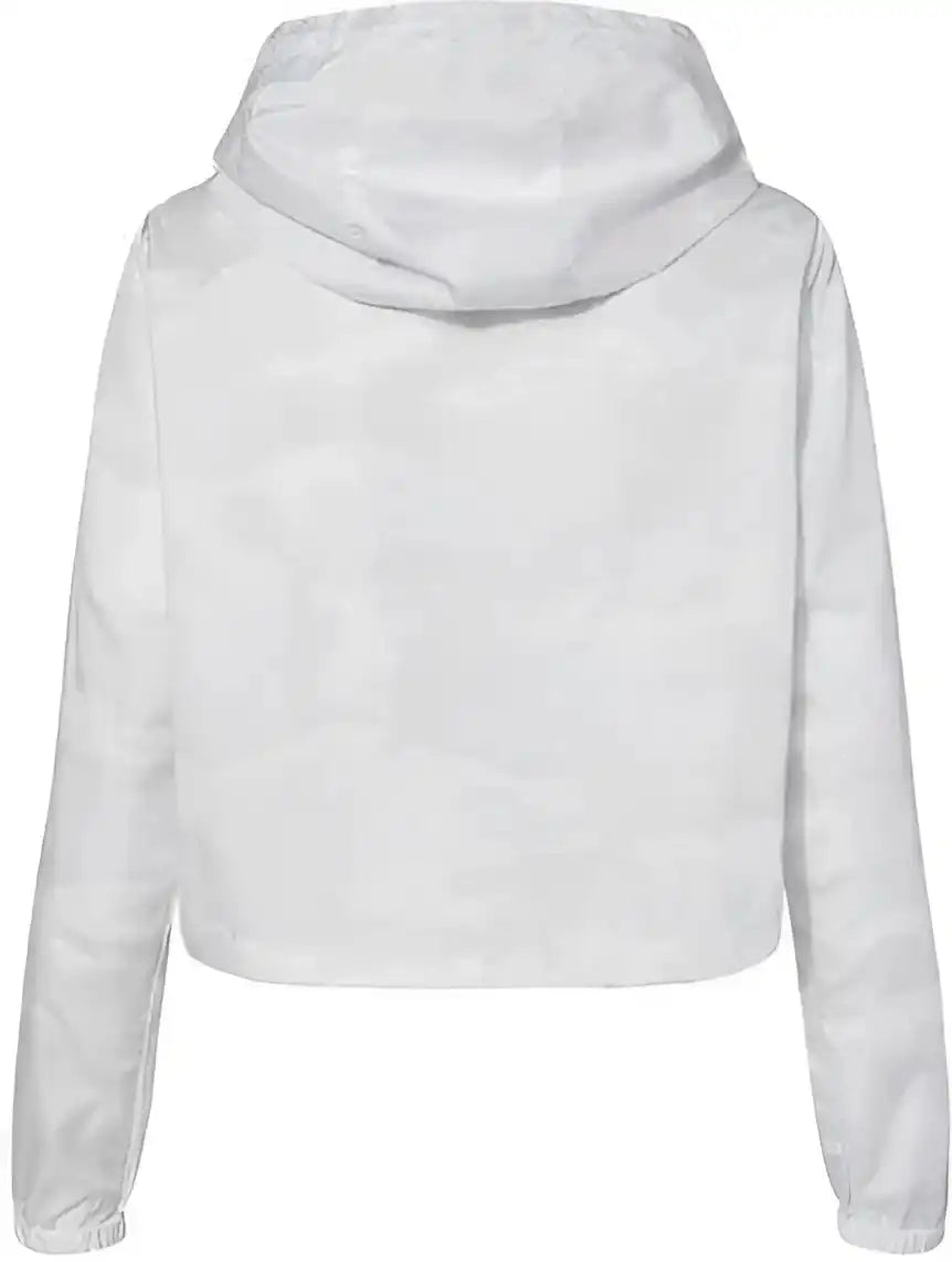 Independent Trading co Exp64crp Women’s Lightweight Quarter Zip Pullover Crop Windbreaker White Camo