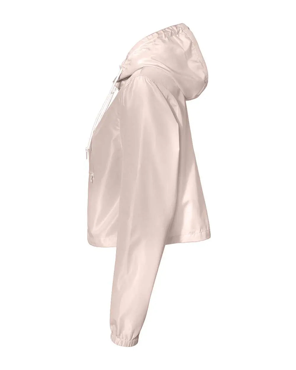 Independent Trading Co. Exp64crp Women’s Lightweight Quarter-zip Pullover Crop Windbreaker - Blush White Zipper