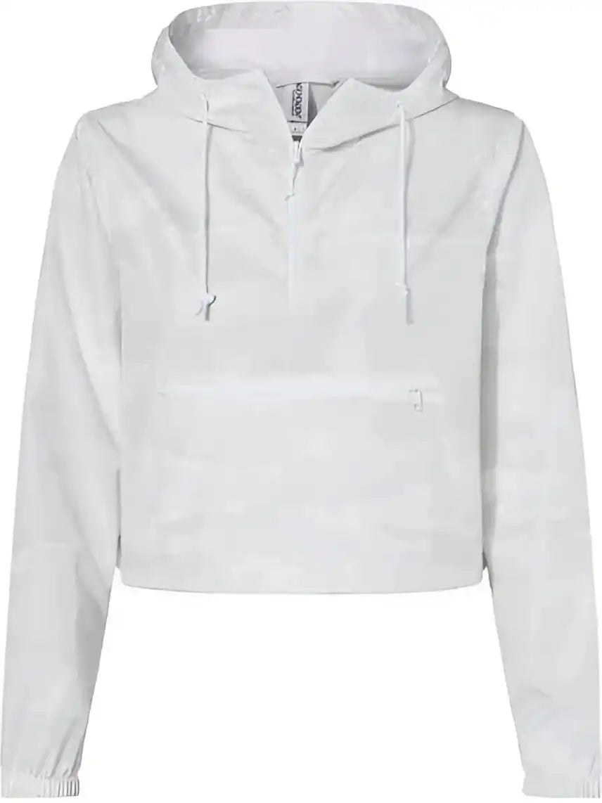 Independent Trading co Exp64crp Women’s Lightweight Quarter Zip Pullover Crop Windbreaker White Camo