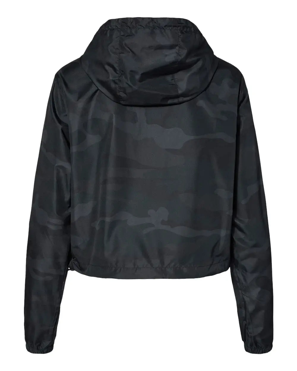 Independent Trading Co. Exp64crp Women’s Lightweight Quarter-zip Pullover Crop Windbreaker - Black Camo - Xs