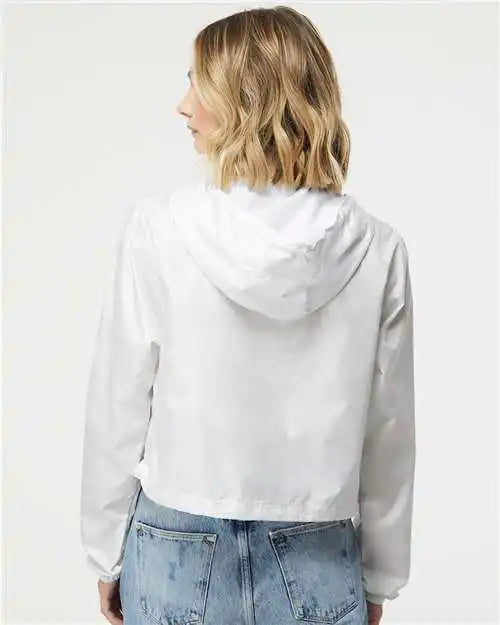 Independent Trading Co. Exp64crp Women’s Lightweight Quarter-zip Pullover Crop Windbreaker - White Camo