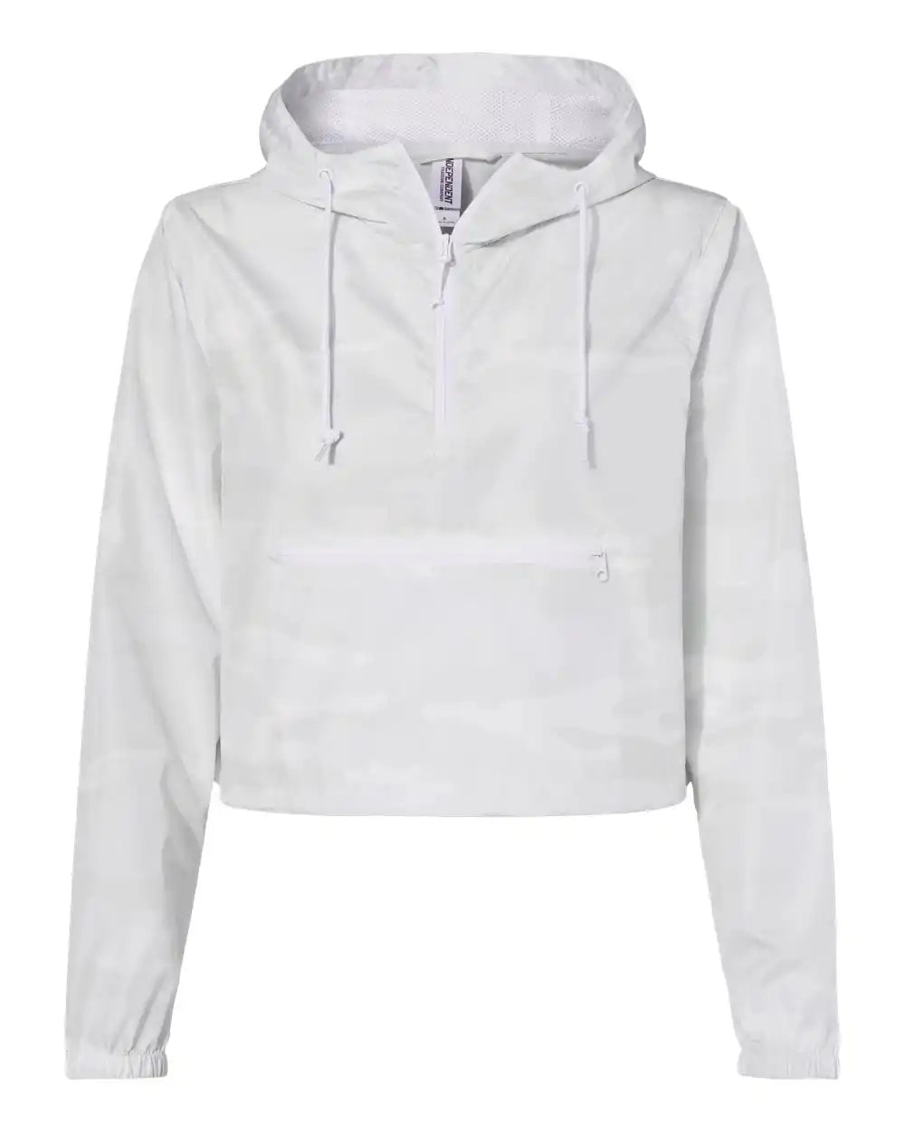 Independent Trading Co. Exp64crp Women’s Lightweight Quarter-zip Pullover Crop Windbreaker - White Camo - Xs