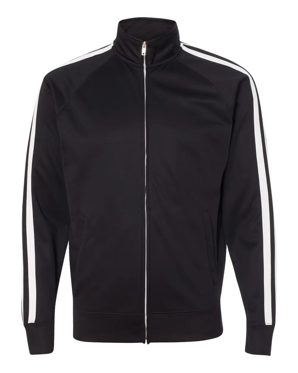 Independent Trading Co. Exp70ptz Lightweight Poly-tech Full-zip Track Jacket - Black - White / Xs