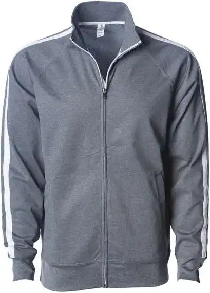 Independent Trading co Exp70ptz Unisex Lightweight Poly-tech Full-zip Track Jacket - Gunmetal Heather White