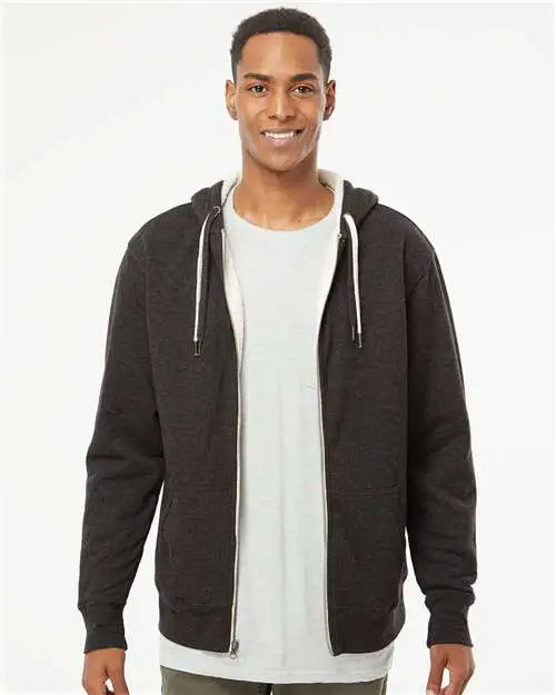 Independent Trading Co. Exp90shz Sherpa-lined Hooded Sweatshirt - Charcoal Heather