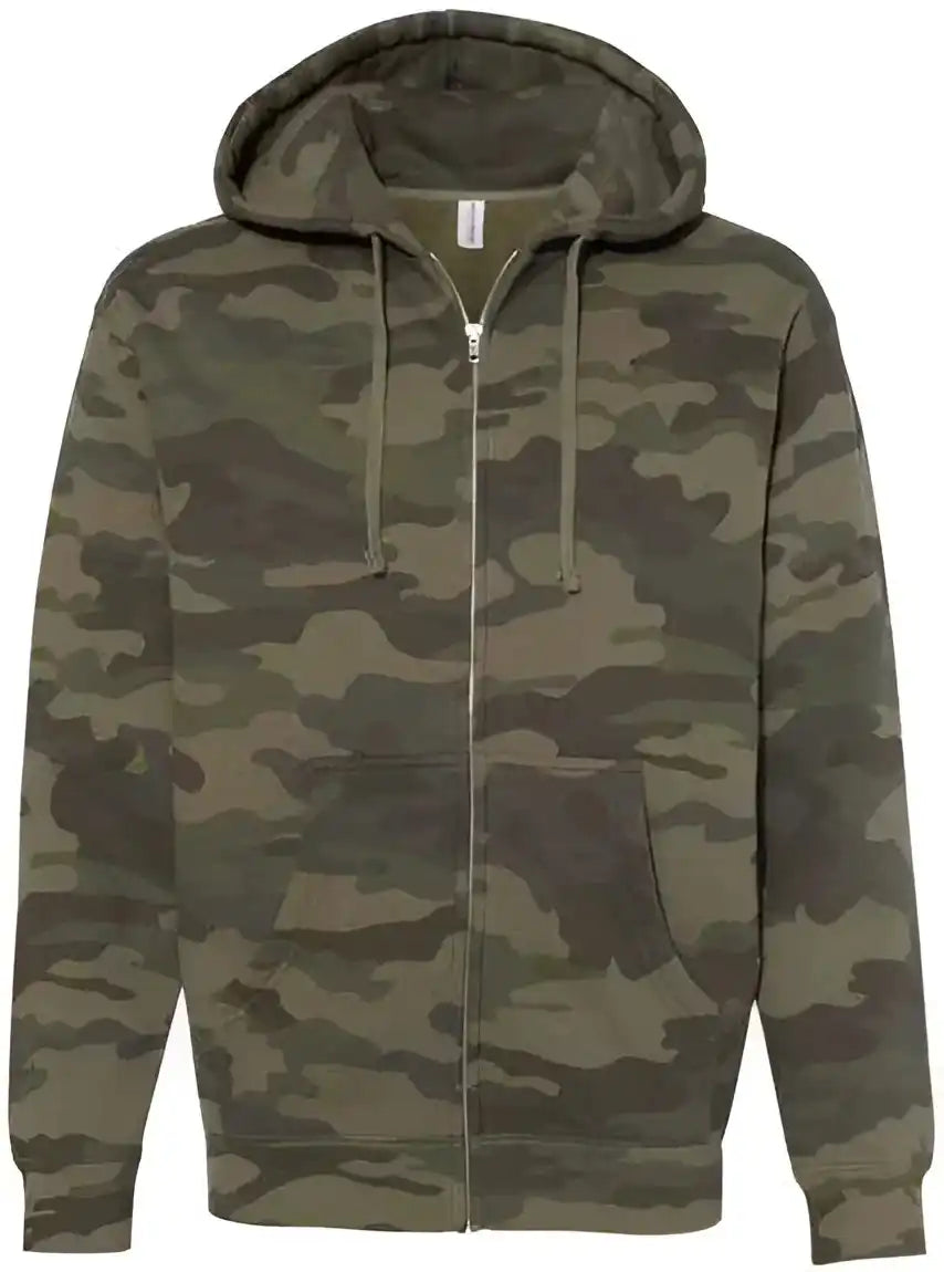 Independent Trading co Ind4000z Heavyweight Full Zip Hooded Sweatshirt Forest Camo