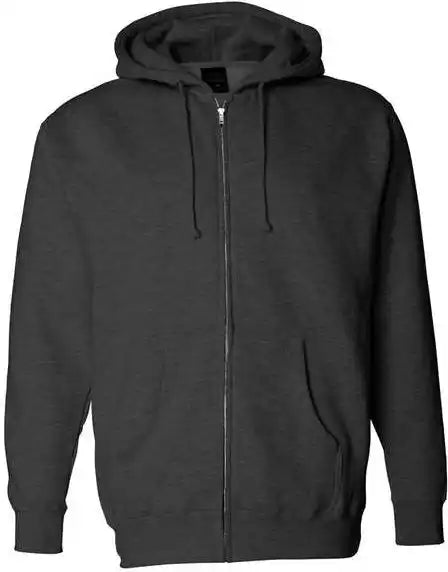 Independent Trading co Ind4000z Heavyweight Full Zip Hooded Sweatshirt Charcoal Heather