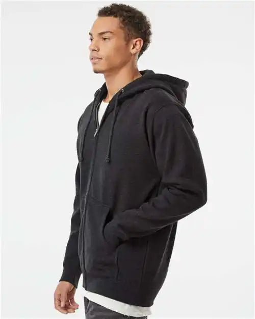 Independent Trading Co. Ind4000z Heavyweight Full-zip Hooded Sweatshirt - Charcoal Heather