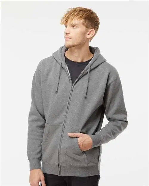 Independent Trading Co. Ind4000z Heavyweight Full-zip Hooded Sweatshirt - Gunmetal Heather
