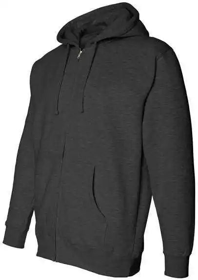 Independent Trading co Ind4000z Heavyweight Full Zip Hooded Sweatshirt Charcoal Heather