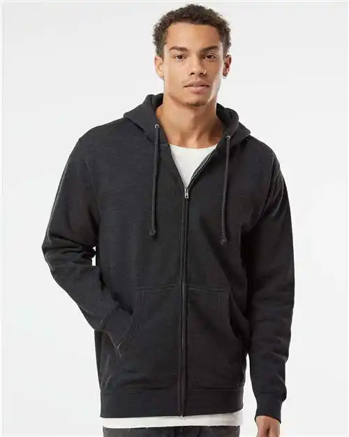 Independent Trading Co. Ind4000z Heavyweight Full-zip Hooded Sweatshirt - Charcoal Heather