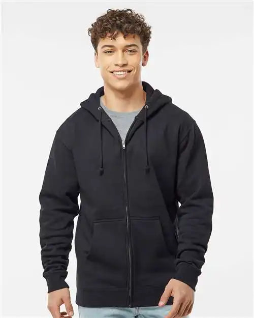 Independent Trading Co. Ind4000z Heavyweight Full-zip Hooded Sweatshirt - Black