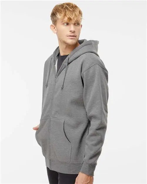 Independent Trading Co. Ind4000z Heavyweight Full-zip Hooded Sweatshirt - Gunmetal Heather